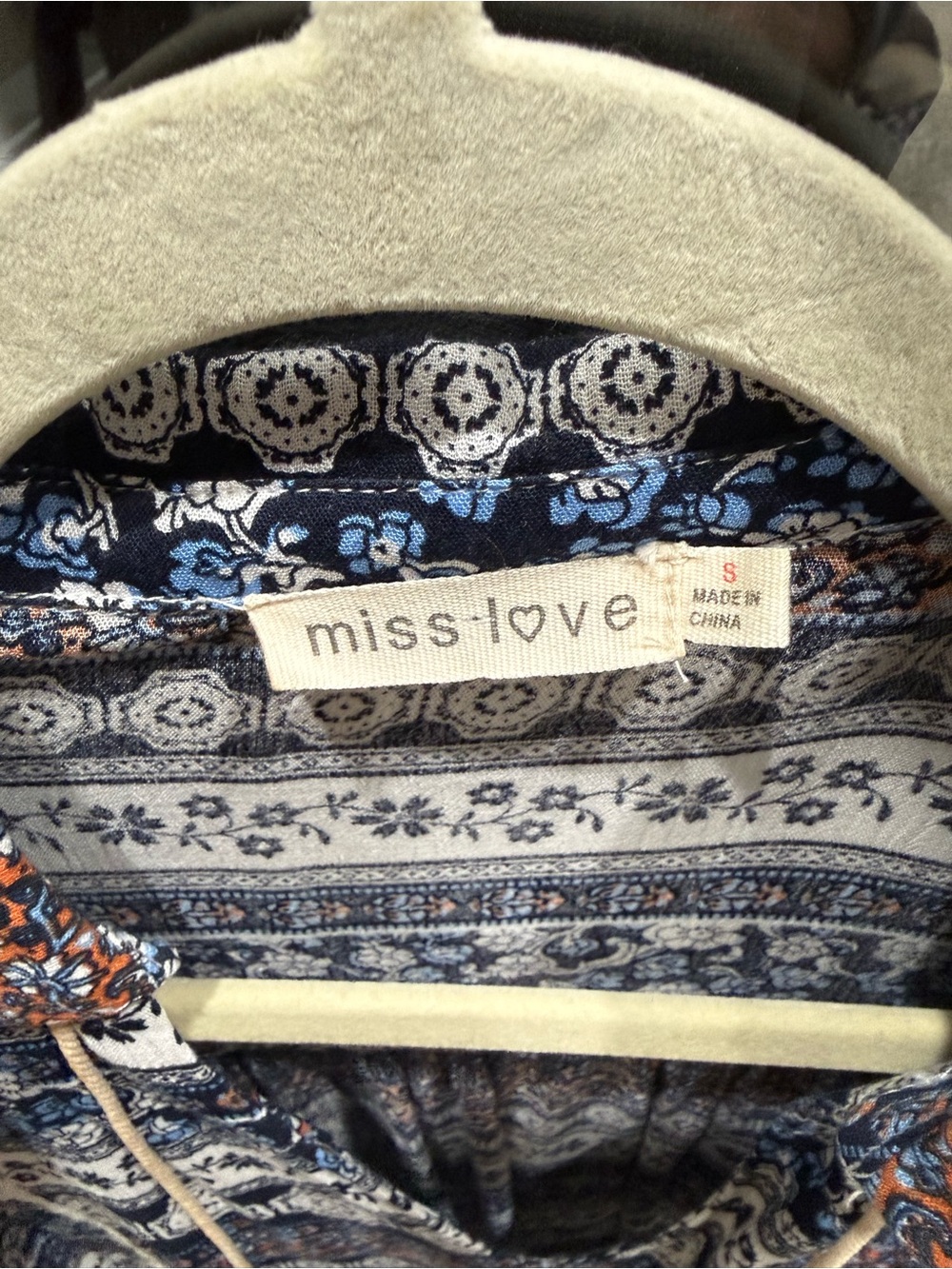 Miss Love Printed Button-Up Shirt - Blue & White Paisley